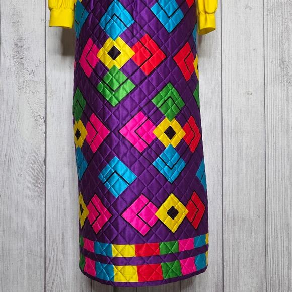 VTG Mr Jac JR by Martin Marks Groovy Maxi Dress - Dagger Collar & Quilted Skirt - Picture 4 of 11